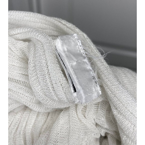 🤍 CHANEL Jewel Button Brooch Pin Ottoman Open Knit Stripe Shoulder Tie Sweater - Picture 10 of 11